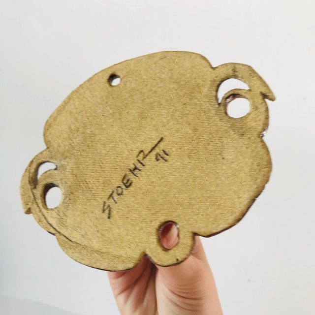 Vintage studio potter wall mounted match holder and strike. Made by Jim Stoehr, a local Boise artist, in 1991.