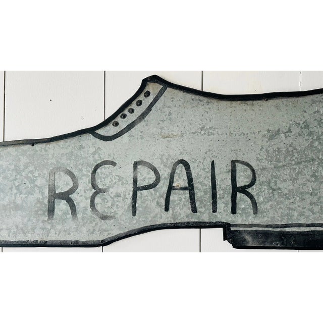 Gray Large Vintage "Repair" Shop Sign From a Cobbler For Sale - Image 8 of 9