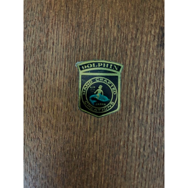 Mid-Century Modern Vintage Dolphin Cheeseboard Walnut Golden Sun Starburst Japan with Knife- 2 Pieces For Sale - Image 3 of 4