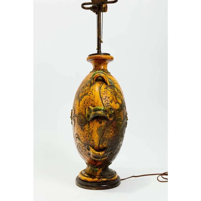 Contemporary Vintage 1950s Ceramic and Wood Lamp For Sale - Image 3 of 6