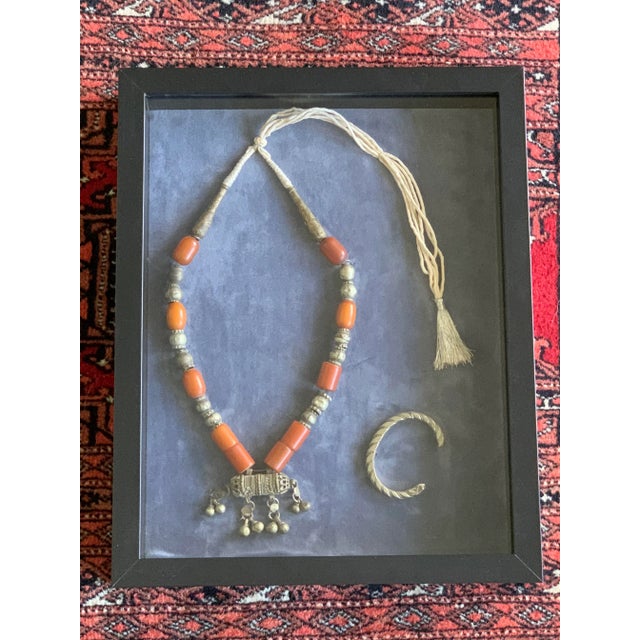 1970s Framed Arabian Art-Necklace and Bracelet For Sale - Image 9 of 10