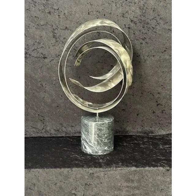 Mid-Century Modern 1970s After Curtis Jere Ribbon Metal Sculpture (Unsigned) For Sale - Image 3 of 6