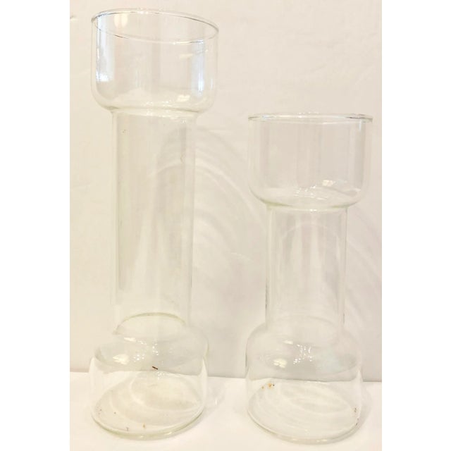 1970s Vintage Set Clear Glass Vases For Sale - Image 5 of 5