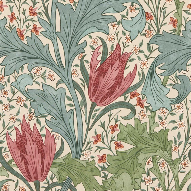 Morris & Co. Lent Lily Wallpaper in Plum/Bayleaf For Sale
