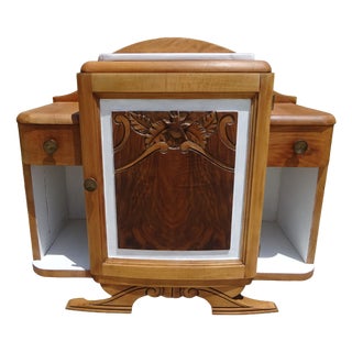 Large Art Deco Bedside Table in Light Wood, 1930s For Sale