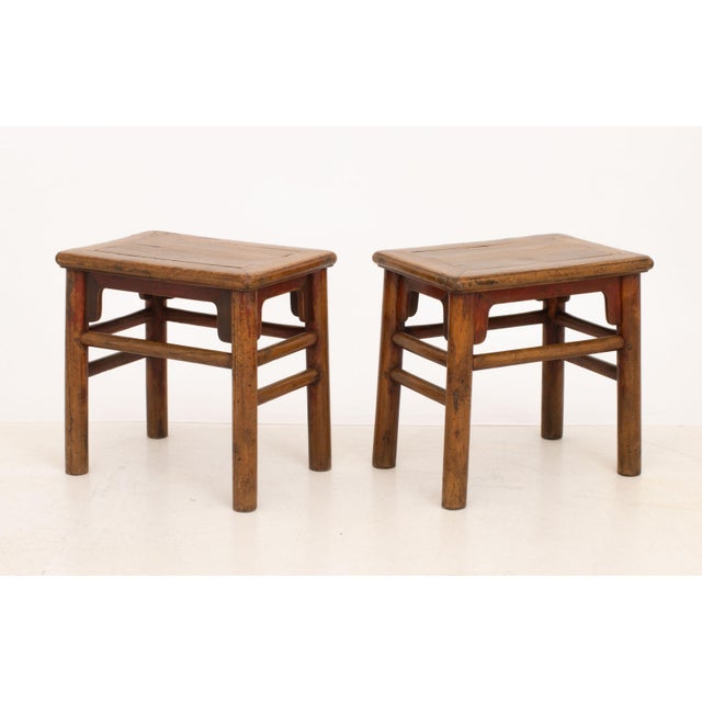 Pair of Chinese Elm Side Tables For Sale - Image 4 of 10
