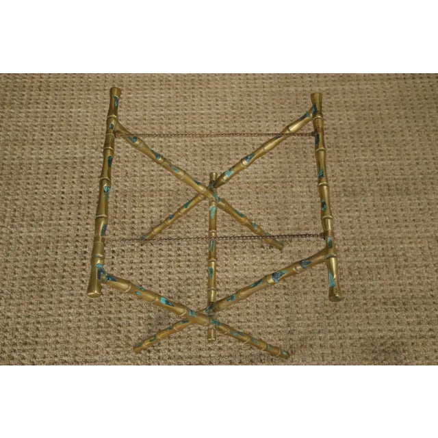 Pepe Mendoza Brass and Turquoise Enamel Folding 'Bamboo' Side Table, 1950s For Sale - Image 17 of 18