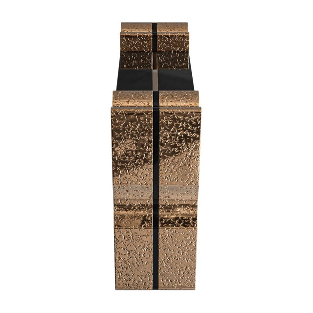 "Amendola" Console With Bronze and Stainless Steel, Handmade For Sale In Los Angeles - Image 6 of 6