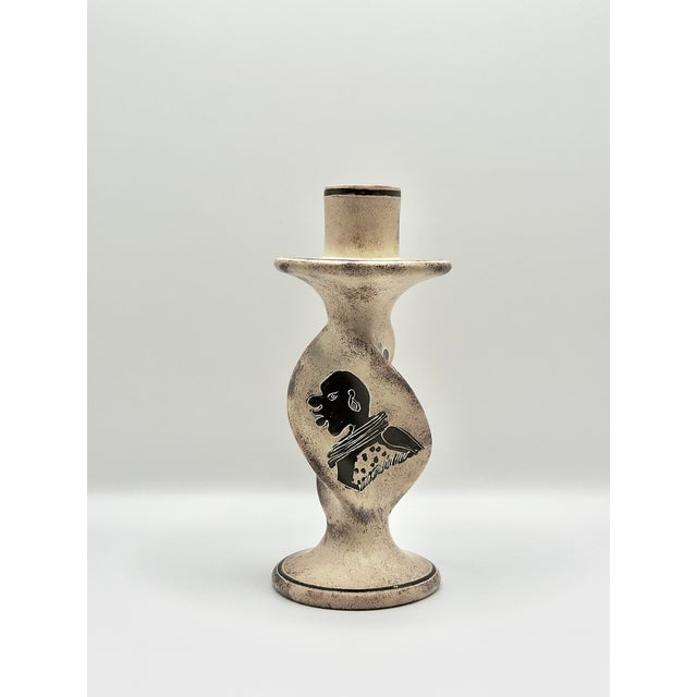 Pair of Vintage Twisted Soapstone Candlestick Holders – Tribal & Southwestern Inspired For Sale - Image 4 of 5