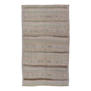 Vintage Turkish Kilim With Soft Sage, Sand, Taupe, and Subtle Geometrics For Sale