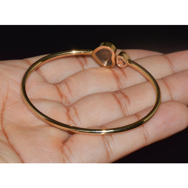Metal Late 20th Century Chopard Happy Hearts Tahitian Mother-of-Pearl Diamond 18k Rose Gold Bangle For Sale - Image 7 of 13