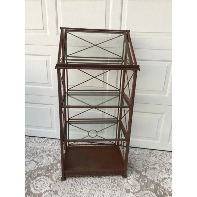 Contemporary Vintage Iron & Glass Étagère Display Shelf For Sale - Image 3 of 12