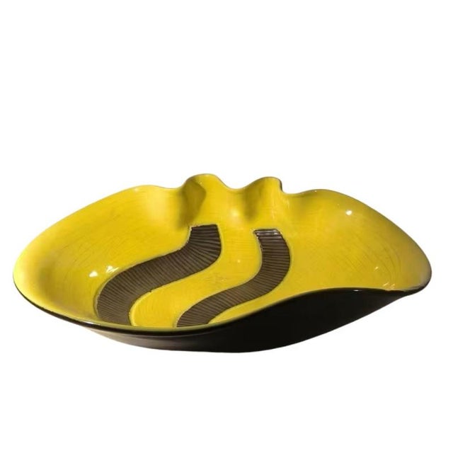 Freeform Cup Yellow and Black Glazed Ceramic by Elchinger, France, 1960 For Sale - Image 15 of 15