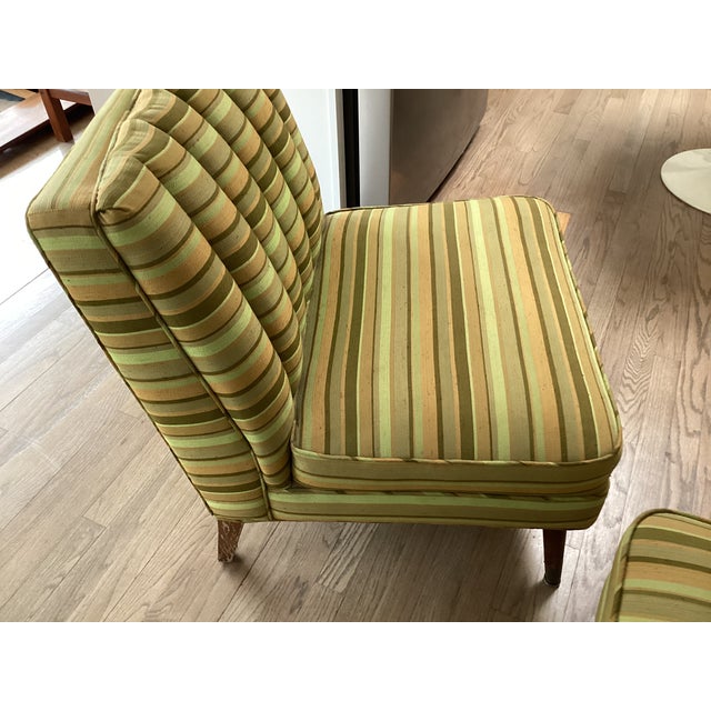 1960s Pair of Midcentury Modern Slipper Upholstered Chairs For Sale - Image 13 of 17