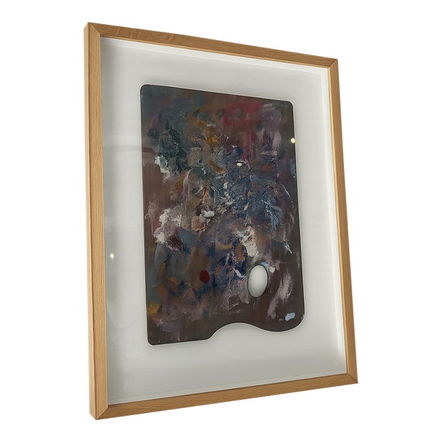 Late 20th Century Paint Palette Magentas in Float White Oak Frame For Sale
