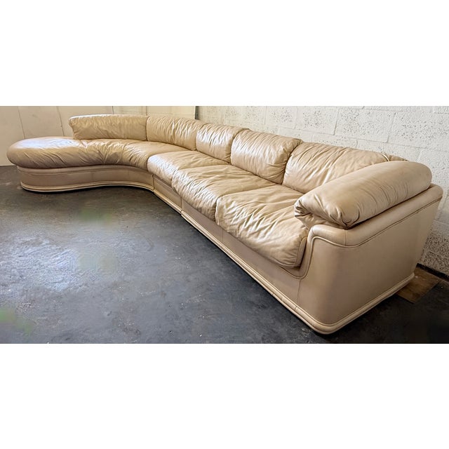 Weiman Attr. Genuine Leather 3 PCS Sectional Sofa From 80's For Sale In Miami - Image 6 of 12