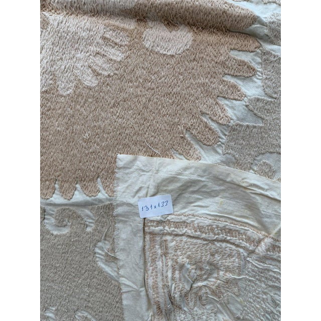 Mid 20th Century Tashkent Suzani Tablecloth 4'4'' X 4'4'' For Sale - Image 16 of 16