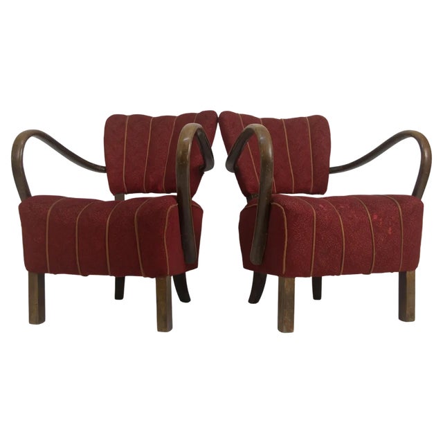 Set of Art Deco Armchairs H-237 attributed to Halabala, 1930 For Sale