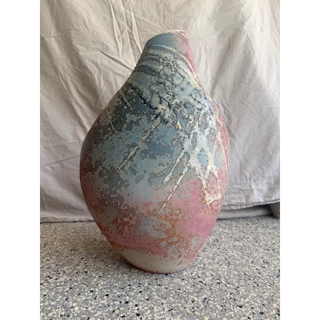 1980s Vintage Tony Evans 17" Raku Art Pottery Vase For Sale - Image 5 of 7
