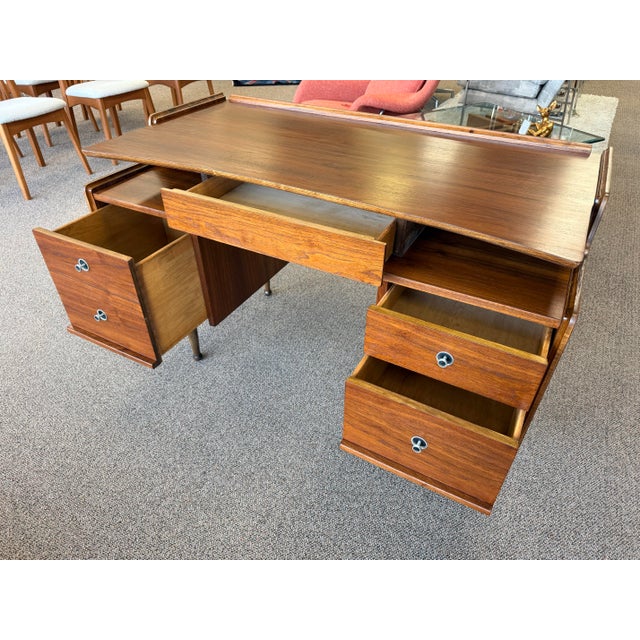 Mid-Century Modern Mid Century Modern Walnut Floating Top Desk Attributed to Hooker Furniture’s Mainline Collection For Sale - Image 3 of 12