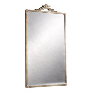 Swedish Modern Art Deco Pewter Mirror with Stylized Crest, 1930s For Sale