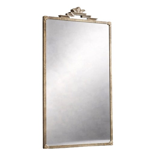 Swedish Modern Art Deco Pewter Mirror with Stylized Crest, 1930s For Sale