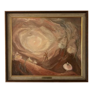 1957 Oil on Artist Board by Willie Lee Atkyns Ballet in Browns Framed For Sale