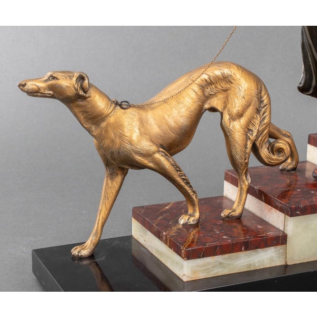 Art Deco Style Sculpture Woman & Greyhound Chairish