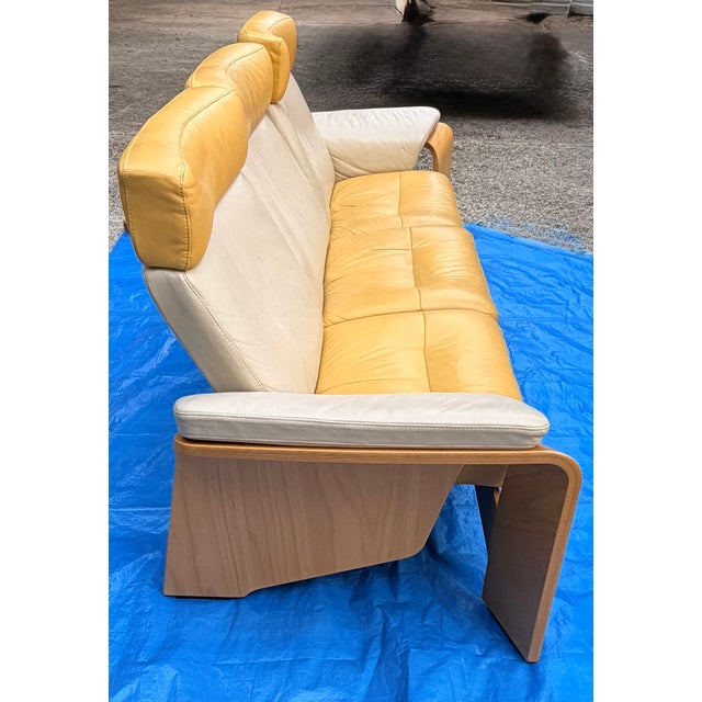Ekornes Stressless Mid Century Modern Leather Reclining Sofa and Loveseat For Sale - Image 10 of 14