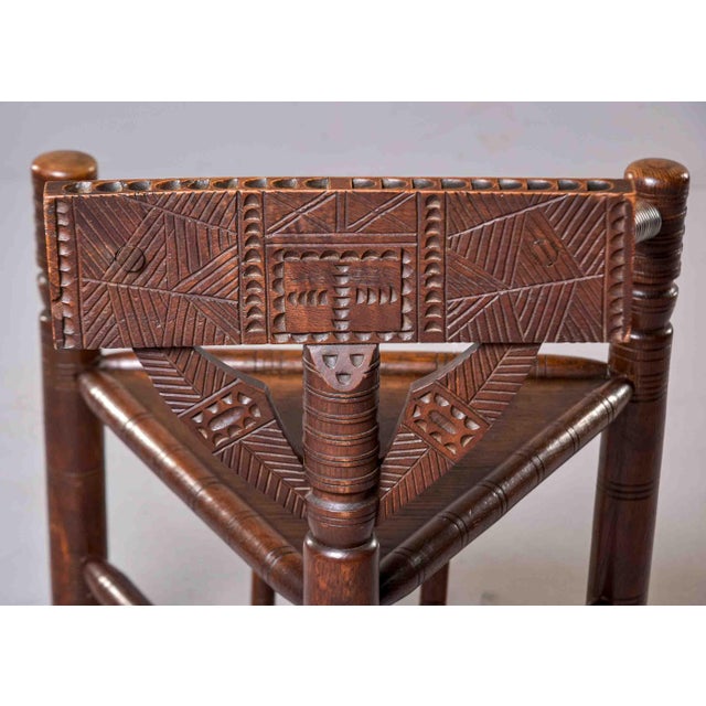 Burnt Umber 19th Century Welsh or English Folk Art Oak Corner Armchair For Sale - Image 8 of 11