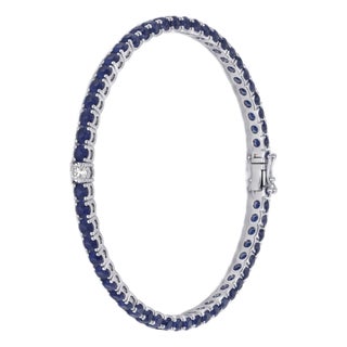 Natural 18k Gold Blue Sapphire 2.74ct & Diamond 0.45ct Bracelet For Sale