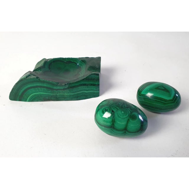Malachite Vide Poche and Eggs, Set of 3 For Sale - Image 4 of 6