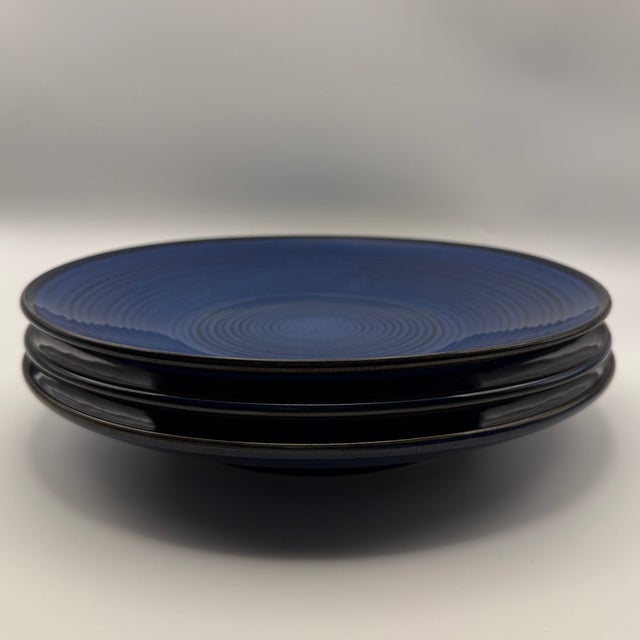 Thomas O'Brien Vintage Modern Blue Stoneware Dinner Plate, Set of 3. Discontinued collection. One plate is labelled on the...