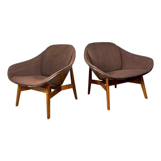 1960s Sculptural Plycraft BentWood Lounge Chairs - A Pair For Sale