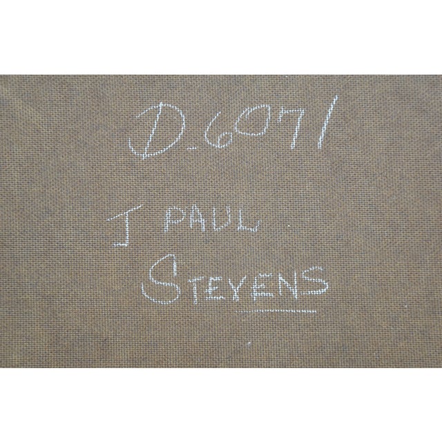 Late 20th Century J Paul Stevens Girl in Cloak Oval Portrait Oil Painting on Board 28" For Sale - Image 10 of 10