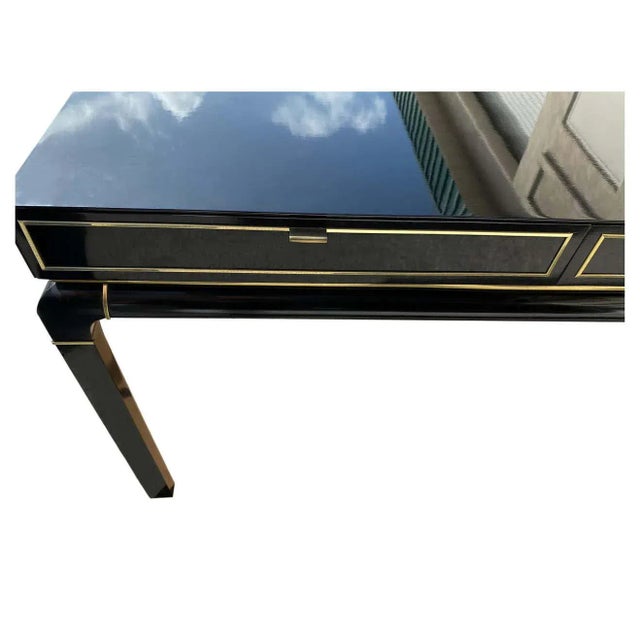 John Stuart Modern John Stuart Lacquered Writing Desk with Brass Accents For Sale - Image 4 of 9