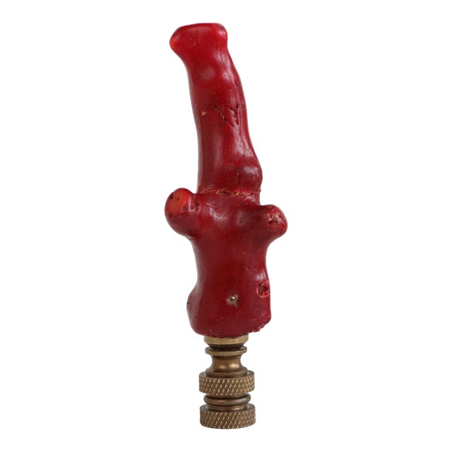 Red Coral Lamp Finial on Bronze Hardware For Sale