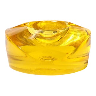 Mid-Century Modernist Citrine Crystal Ashtray Signed Moser For Sale