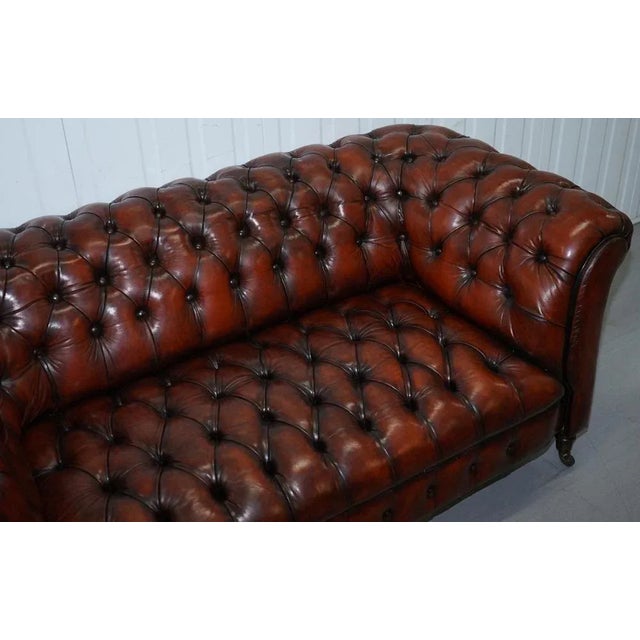 Small Victorian Whisky Brown Leather Chesterfield Sofa For Sale - Image 6 of 18