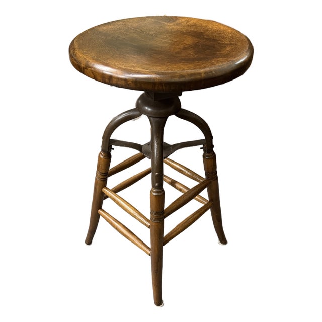 Antique S. Bent & Bros. Industrial Swivel Stool For Sale