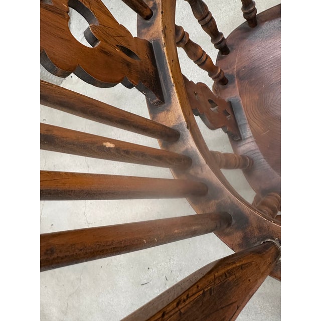 Early 20th C Windsor Chair Pair Set of Two Elm Wood England Arms Antique Vintage For Sale In Los Angeles - Image 6 of 18