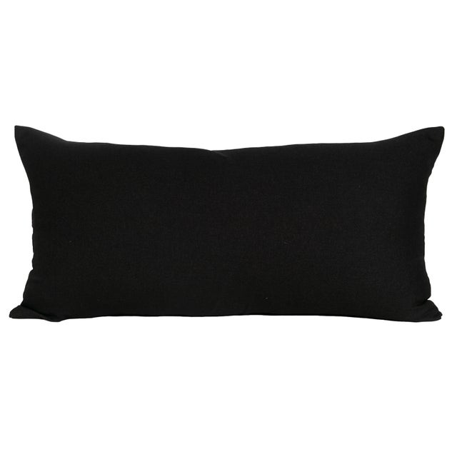 Hollywood Regency Designer Black Velvet Large Lumbar Pillow Cover 15x31 For Sale - Image 3 of 5