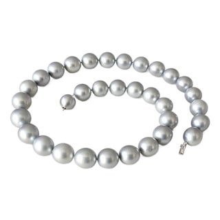 Tahitian Black Pearl Necklace, South Sea Pearls, 14k White Gold Clasp, 17" For Sale