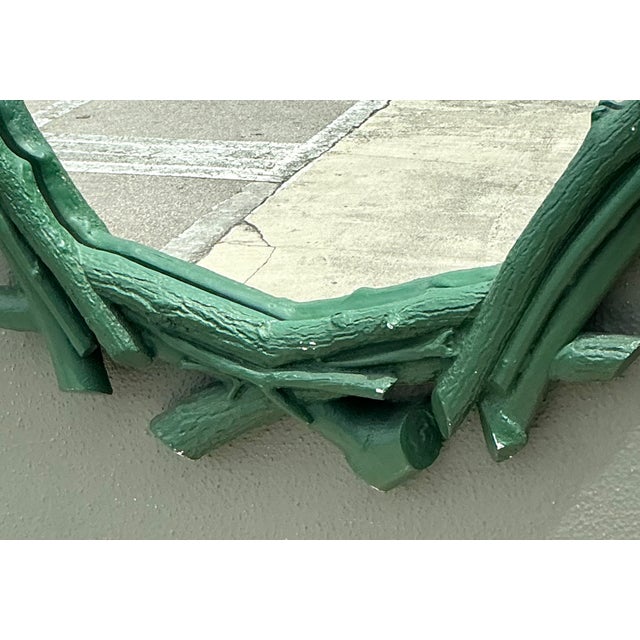 Vintage Green Painted Twig Mirror For Sale - Image 10 of 12