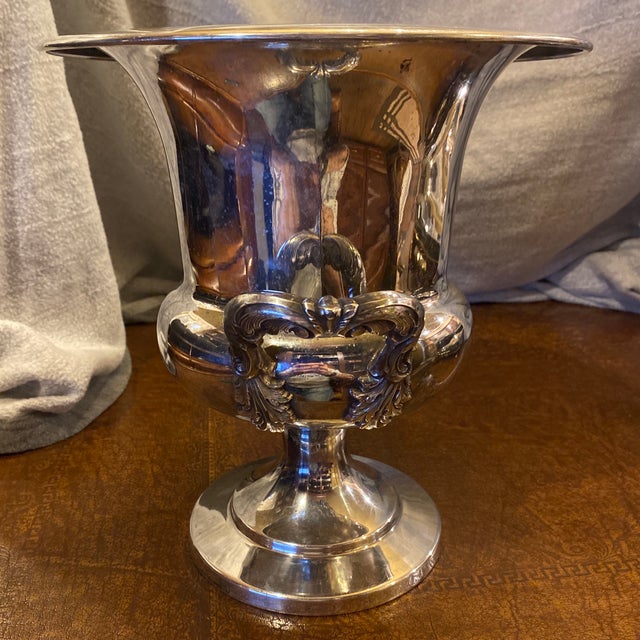 Mid Century Poole "Bristol" Silver-Plated Trophy Ice Bucket / Urn Capture the Elegance of Mid-Century Entertaining Elevate...
