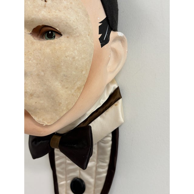 Hollywood Regency Large Phantom of the Opera Style Plaster Wall Mask Sculpture For Sale - Image 3 of 12