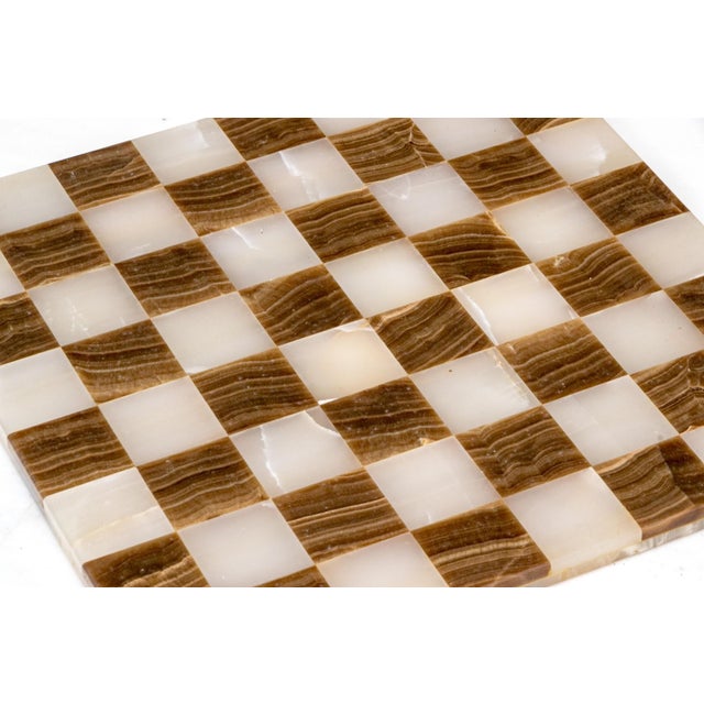 1980s Rare and Distinct Handcrafted Onyx and Marble Chess Set on Jacobean Style Wooden Frame For Sale - Image 9 of 13
