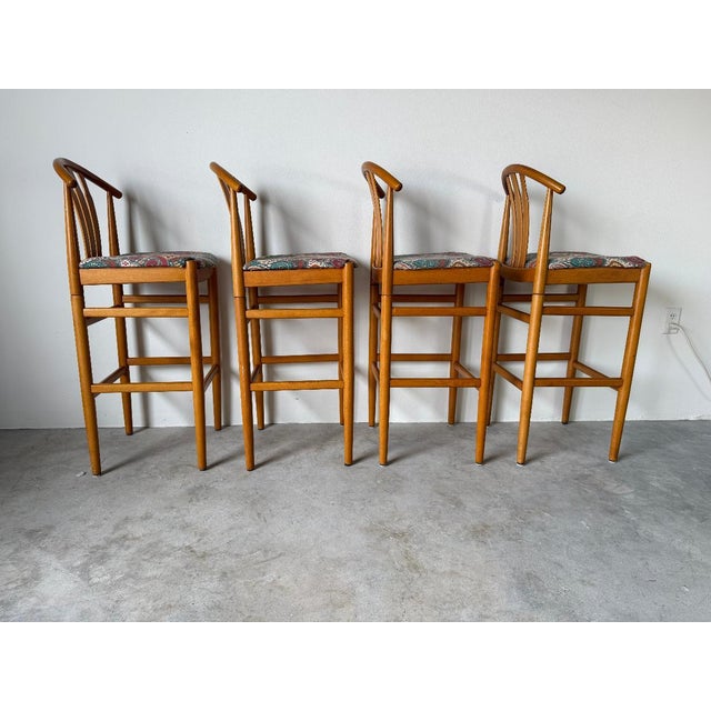 Wood 1970s Swedish Mid-Century Modern Carl-Ewert Ekström Beechwood Bar Stools – Set of 4 For Sale - Image 7 of 18