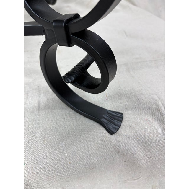1950s French Hand-Wrought Iron With New Glass Table, 36" Diameter, Professionally Restored For Sale - Image 4 of 7