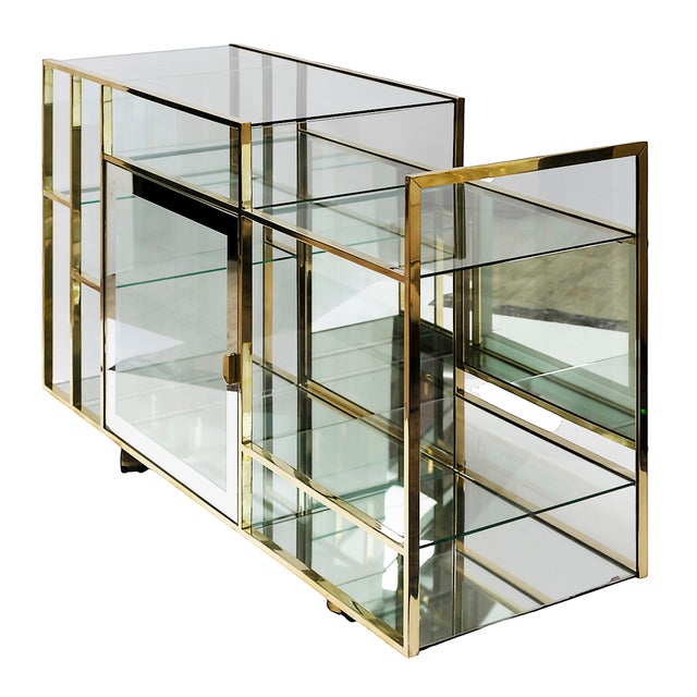 Mid-Century Modern Italian Brass and Glass Console Table, 1970s For Sale - Image 4 of 9